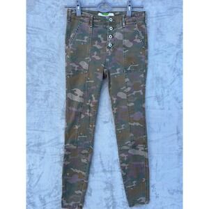 Anthropologie‎ Camo High Rise Ankle Skinny Pants Button Fly Stretch Size 26